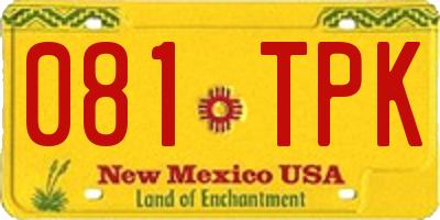 NM license plate 081TPK