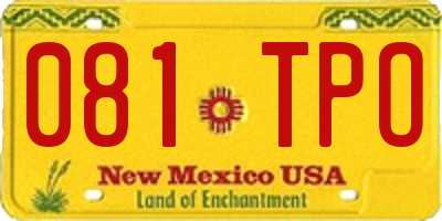 NM license plate 081TPO