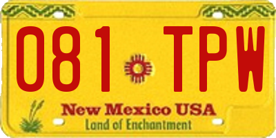 NM license plate 081TPW