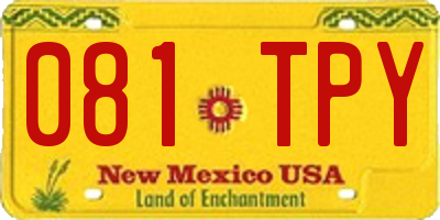 NM license plate 081TPY