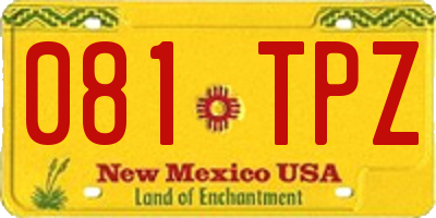 NM license plate 081TPZ