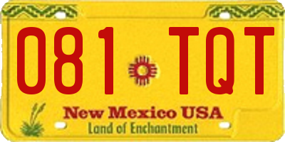 NM license plate 081TQT