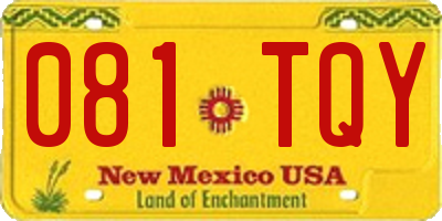 NM license plate 081TQY