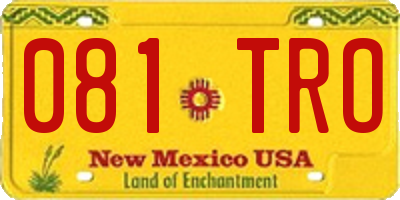 NM license plate 081TRO