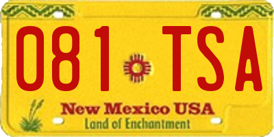 NM license plate 081TSA