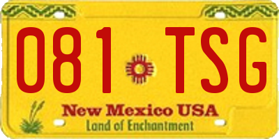 NM license plate 081TSG