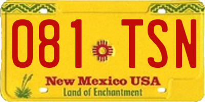 NM license plate 081TSN