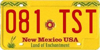 NM license plate 081TST