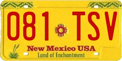 NM license plate 081TSV