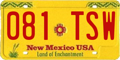 NM license plate 081TSW