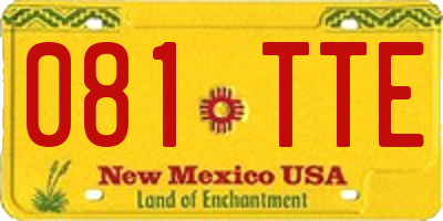 NM license plate 081TTE
