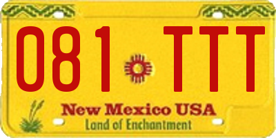 NM license plate 081TTT