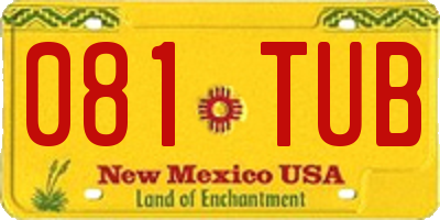 NM license plate 081TUB