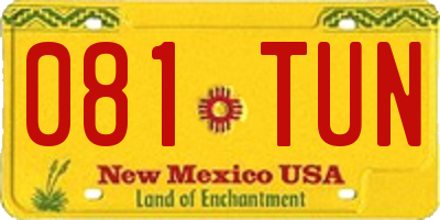 NM license plate 081TUN