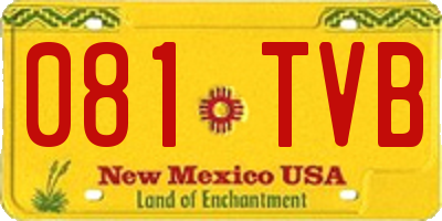 NM license plate 081TVB