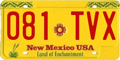 NM license plate 081TVX