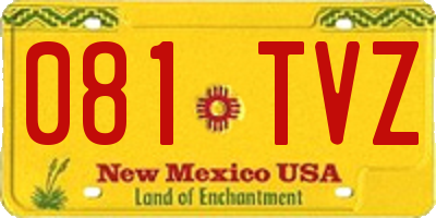 NM license plate 081TVZ