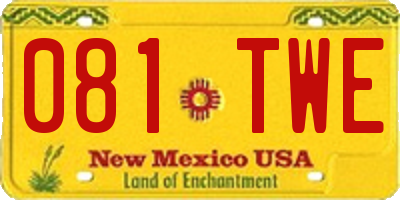 NM license plate 081TWE