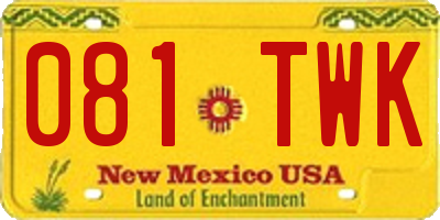 NM license plate 081TWK