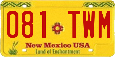 NM license plate 081TWM