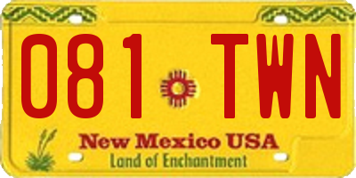 NM license plate 081TWN