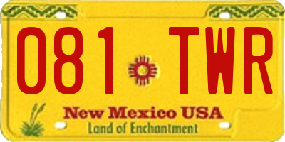 NM license plate 081TWR