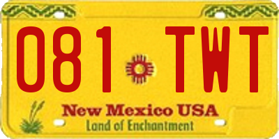 NM license plate 081TWT