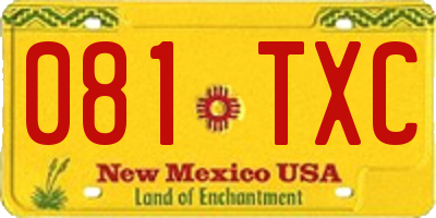 NM license plate 081TXC