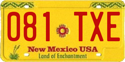 NM license plate 081TXE