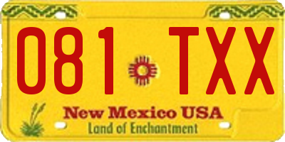 NM license plate 081TXX