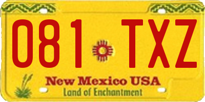 NM license plate 081TXZ