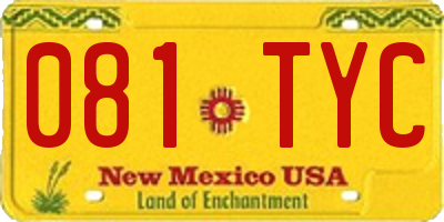 NM license plate 081TYC