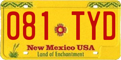 NM license plate 081TYD