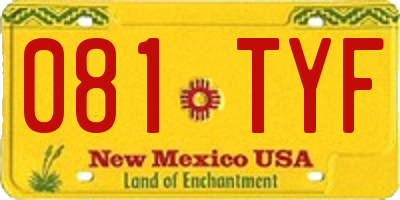 NM license plate 081TYF