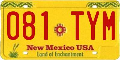 NM license plate 081TYM
