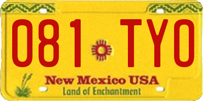 NM license plate 081TYO