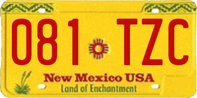 NM license plate 081TZC