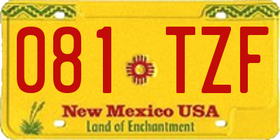 NM license plate 081TZF