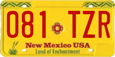 NM license plate 081TZR