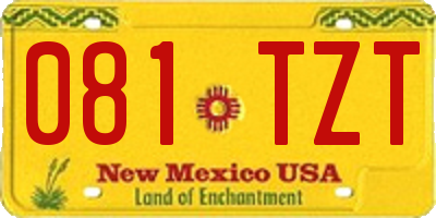 NM license plate 081TZT