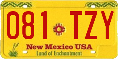 NM license plate 081TZY