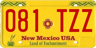 NM license plate 081TZZ