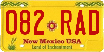 NM license plate 082RAD