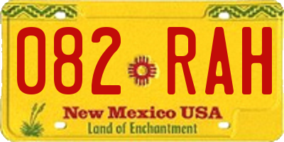 NM license plate 082RAH