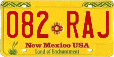 NM license plate 082RAJ