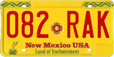 NM license plate 082RAK
