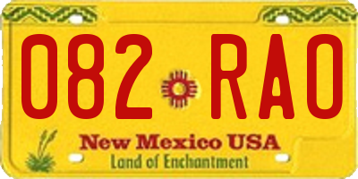 NM license plate 082RAO