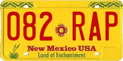 NM license plate 082RAP