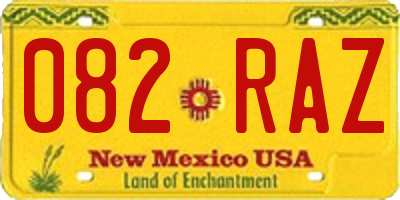 NM license plate 082RAZ
