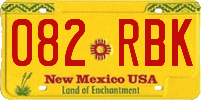 NM license plate 082RBK